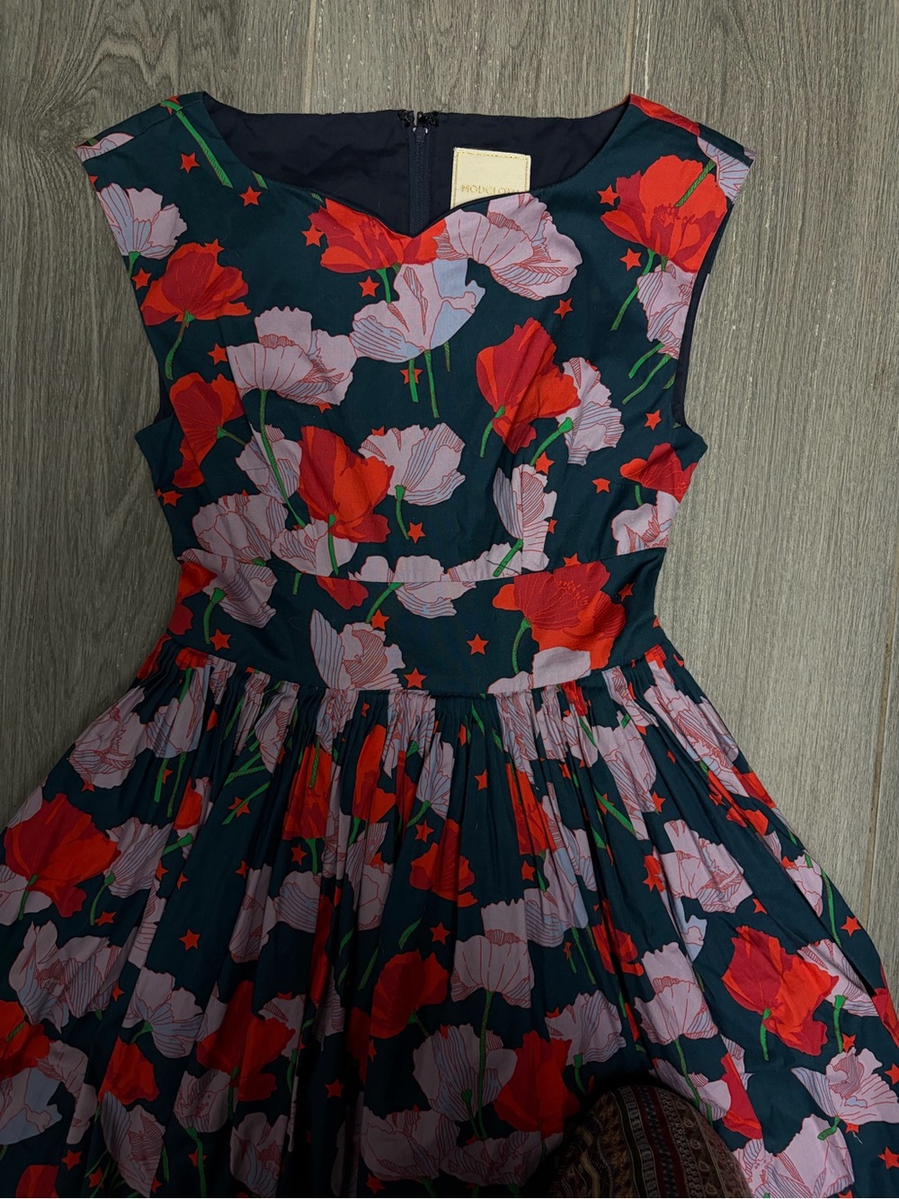 ModCloth Navy Floral Fit-and-Flare Mini Dress with Red & Pink Blooms